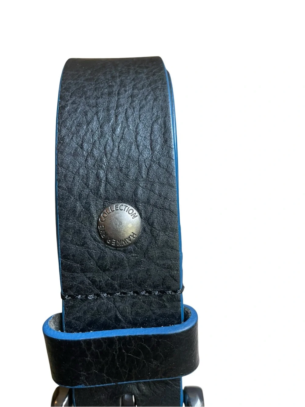 Hawker Rye Men's Black Pebbled Leather Dress Belt Sz 38 Silver Buckle Wide  Exce